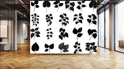 decorative pothos leaves silhouette illustration set Wall mural