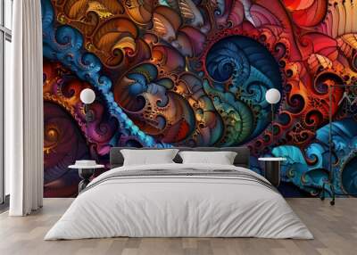 Vibrant Abstract Fractal Designs Wall mural