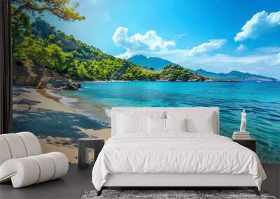 Vibrant Summer Beach Scene with Bright Colors Wall mural