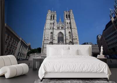 The gothic cathedral of St. Michael and St. Gudula in Brussels Wall mural