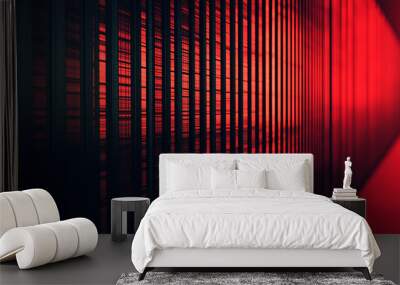 Abstract red and black striped pattern with depth and texture Wall mural