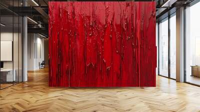 Abstract red paint texture with dripping effect Wall mural