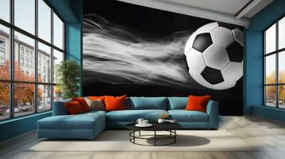 Dynamic soccer ball in motion with smoke effect Wall mural