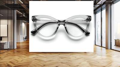 Stylish transparent cat-eye glasses on a clean background Wall mural