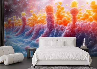 Abstract View of Colorful Cellular Structures in Space Wall mural