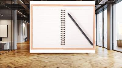 Notebook and pencil on a white background Wall mural