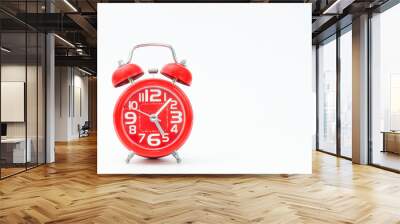 Red alarm clock on white background Wall mural