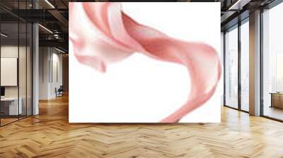 Elegant pink silk ribbon flowing gracefully, adding a touch of softness and color to any design or composition. Wall mural