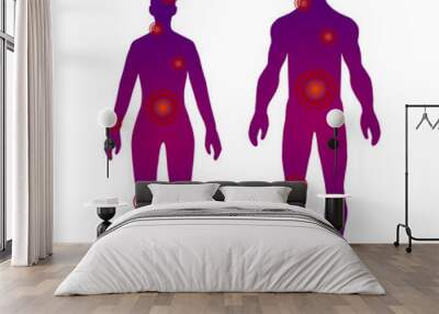 full height human body shadow shape isolated on white background. pain location, medical concept. wo Wall mural