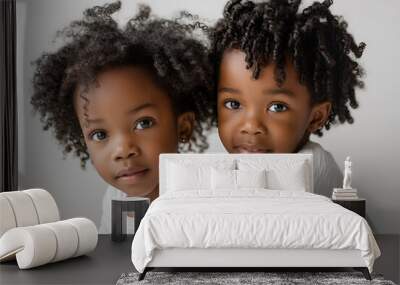 Studio fashion Portrait of Natural beauty African American twins girl and boy Wall mural