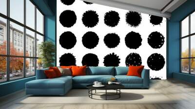 A visual of black circles on a white background creates contrast Wall mural