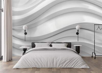 Abstract white wave background, modern design for banner or poster. Wall mural