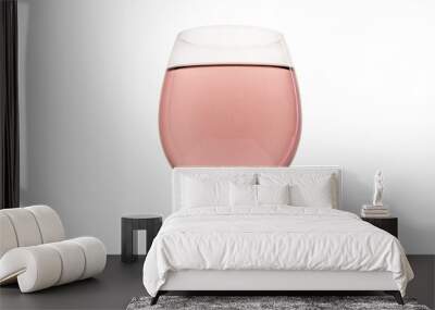 Glass of pink wine isolated on white background. Wineglass close-up Wall mural