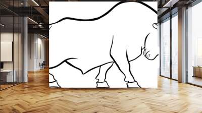 Bull, vector outline image of a fighting bull Wall mural