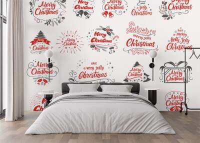 Christmas lettering designs set Wall mural