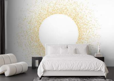 Golden glitter circle frame background. Pattern with gold sparkles and glitter effect. Empty space for your text. Vector illustration on white background Wall mural