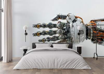 iron robotic hand on white background.  Copy space  Wall mural