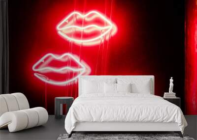 Lip shaped neon signs led glow decorative lights, wall decor  Wall mural