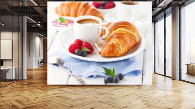 Croissants and coffee for breakfast Wall mural