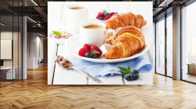 Croissants and coffee for breakfast Wall mural