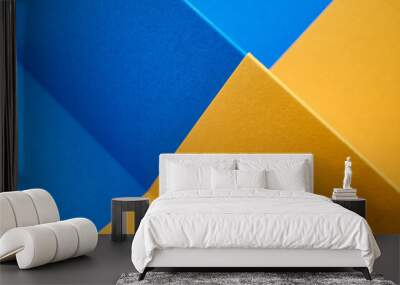 Abstract modern yellow and blue background. Texture background design, bright poster, banner yellow and blue. Space for text Wall mural