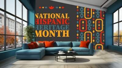 National Hispanic Heritage Month in United States. Celebrate annual in September and October. Latin American and Hispanic ethnicity culture. National fabric vector textures. Traditional festival Wall mural