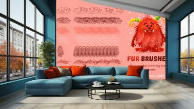 Fur brushes collection. isolated artistic strokes on background. Vector textured hand drawn brushes set for creating fur, hair, fluffy creatures. Swatches included. Eps 10. Abstract design kit. Wall mural