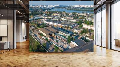 Aerial top view of industrial park zone from above, factory chimneys and warehouses, industry district in Kiev (Kyiv), Ukraine
 Wall mural