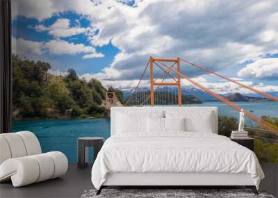 Bertran lake and General Carrera lake bridge and mountains beautiful landscape, Chile, Patagonia, South America Wall mural