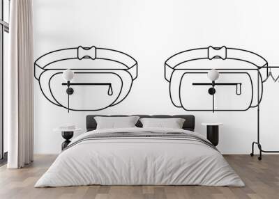 Waist bag outline. Storage, bumbag. Fanny pack for man and woman. Vector illustration Wall mural