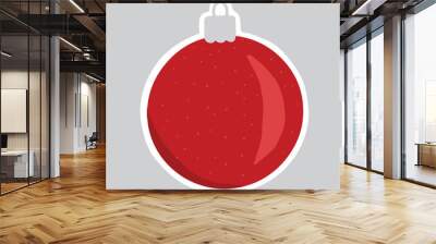 Christmas sticker with  festive red ball, holiday element ready for print, vector illustration Wall mural