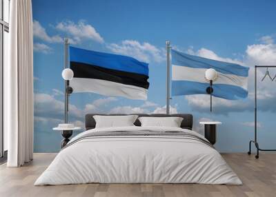 Argentina and Estonia flags, country relationship concept Wall mural