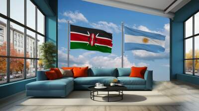 Argentina and Kenya flags, country relationship concept Wall mural