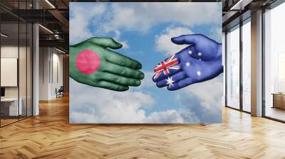 Australia and Bangladesh country handshaking with flags, consensus concept international co-operation illustration Wall mural