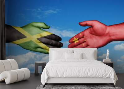 China and Jamaica country handshaking with flags, consensus concept international co-operation illustration Wall mural