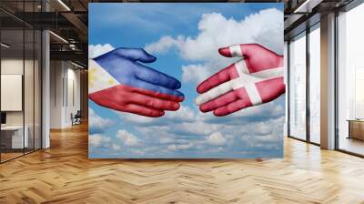 Denmark and Philippines country handshaking with flags, consensus concept international co-operation illustration Wall mural