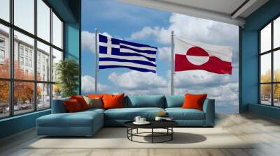 Greenland and Greece flags, country relationship concept Wall mural