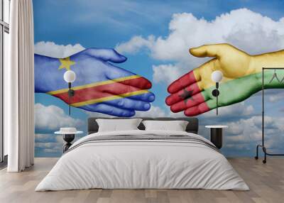 Guinea-Bissau and Congo-Kinshasa country handshaking with flags, consensus concept international co-operation illustration Wall mural