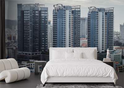 Modern city aerial Wall mural