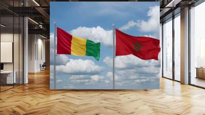 Morocco and Guinea-Conakry, Guinea flags, country relationship concept Wall mural