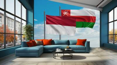 Oman and Indonesia and Bali island flag Wall mural