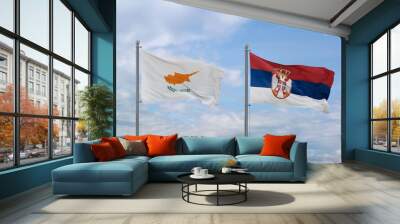 Serbia and Cyprus flags, country relationship concept Wall mural