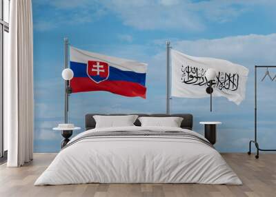 Slovakia and Afghanistan national flags, country relationship concept Wall mural