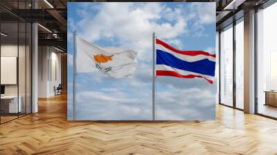 Thailand and Cyprus flags, country relationship concept Wall mural