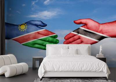 Trinidad and Tobago and Namibia country handshaking with flags, consensus concept international co-operation illustration Wall mural