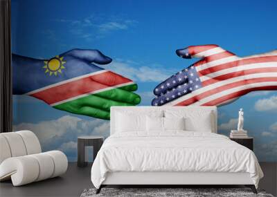 USA and Namibia country handshaking with flags, consensus concept international co-operation illustration Wall mural