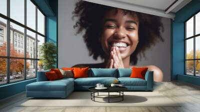 Closeup portrait of a pretty African young woman with perfect skin and natural beauty. Generative AI Wall mural