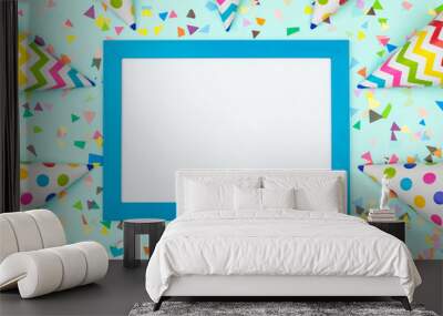 Blank card with different celebratory items Wall mural