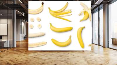 Collection of bananas isolated on white background Wall mural