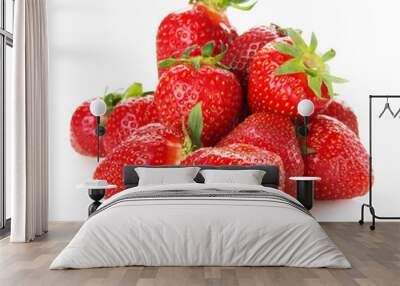 bunch of strawberries isolated on the white background Wall mural